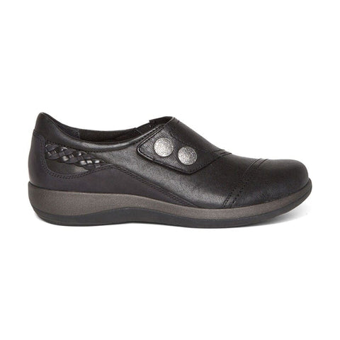 Aetrex Shoe Black / 35 / W Aetrex Womens Karina Monk Strap Shoes (Wide)- Black