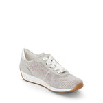 Ara Shoe Ara Womens Lilly Stretch Sneakers  - Grey/ Metallic