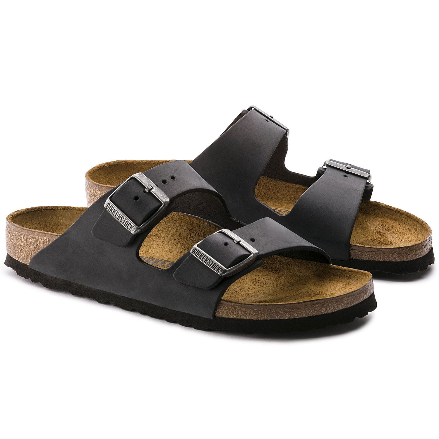 Birkenstock Sandals Birkenstock Arizona Two Strap Sandals - Black Oiled Leather