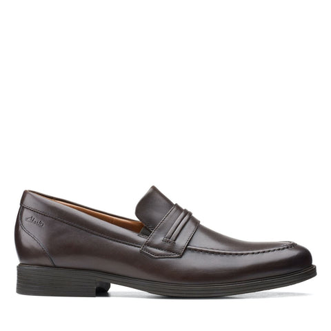 Clarks Shoe 7 / M / Dark Brown Clarks Mens Whiddon Loafer Slip On Shoes - Dark Brown