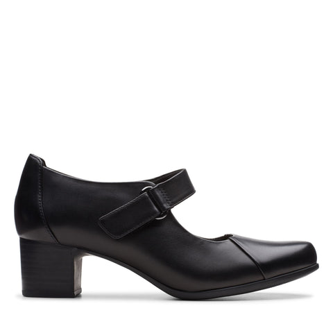 Clarks Womens Un Damson Vibe Mary Jane Heels - Black Leather - Sole To Soul Footwear Inc.