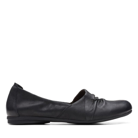 Clarks Shoe Clarks Womens Rena Way Flats (Wide) - Black Leather