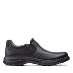 Clarks Shoe Black Leather / 7 / M Clarks Mens Un Brawleystep Slip On Shoes - Black Leather