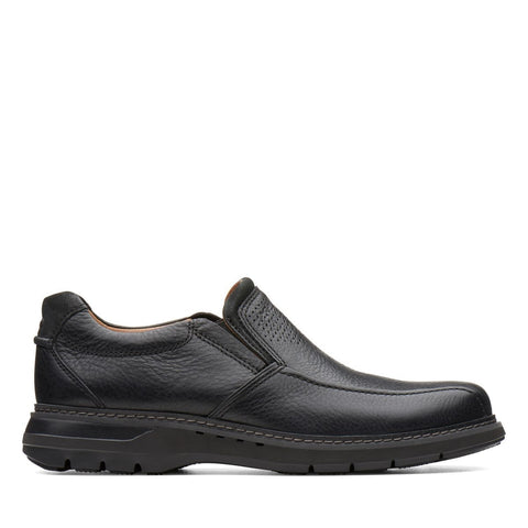 Clarks Shoe Black Leather / 7 / W Clarks Mens Un Ramble Step Slip On Shoes - Black Leather