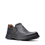 Clarks Shoe Clarks Mens Un Brawleystep Slip On Shoes - Black Leather