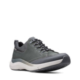 Clarks Shoe Clarks Mens Wave 2.0 Vibe Sneakers (Wide) - Dark Grey Nubuck