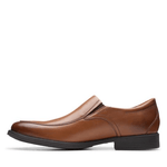 Clarks Shoe Clarks Mens Whiddon Step Slip On Loafers - Dark Tan Leather