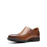 Clarks Shoe Clarks Mens Whiddon Step Slip On Loafers - Dark Tan Leather