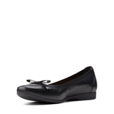 Clarks Shoe Clarks Womens Un Darcey Bow Flats - Black Leather