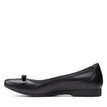 Clarks Shoe Clarks Womens Un Darcey Bow Flats - Black Leather