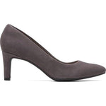 Clarks Shoe Dark Grey / 5 / M Clarks Womens Calla Rose Pumps - Dark Grey Leather
