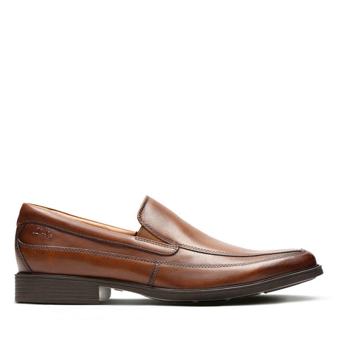 Clarks Shoe Dark Tan / 7 / W Clarks Mens Tilden Free Slip On Loafers - Dark Tan Leather
