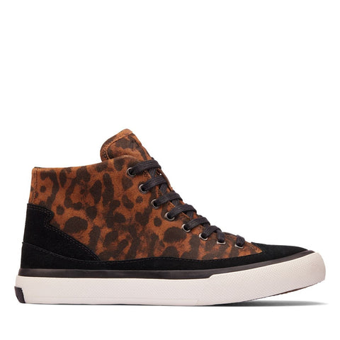 Clarks Shoe Leopard Suede / 5 / M Clarks Womens Aceley Zip Hi Top Sneaker - Leopard Suede