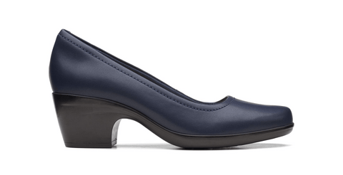 Clarks Shoe Navy Leather / W / 6 Clarks Womens Emily Belle Pumps -Navy Leather