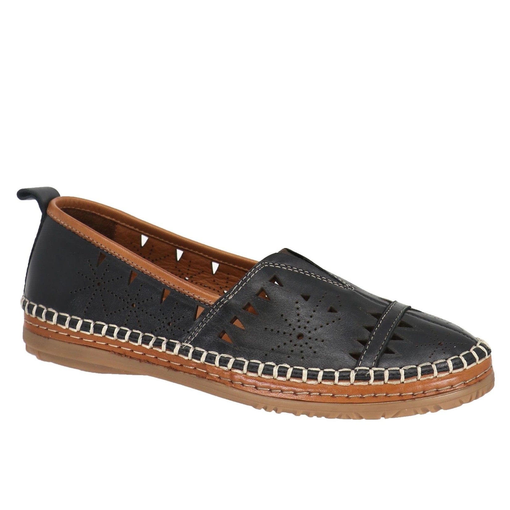 Everly Black Leather / 35 / M Everly Womens Emily Slip Ons -Black Leather