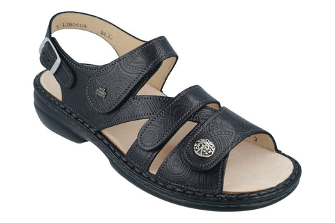 Finn Comfort Sandals 34 EU / Black / B (Medium) Finn Comfort Womens Gomera Sandals - Arabesque Black