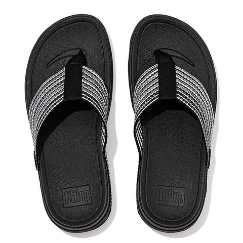Fitflop Sandals Fitflop Womens Surfa Geo-Webbing Toe Post Sandal - All Black