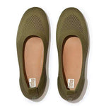 Fitflop Shoe Fitflop Womens Allegro Tonal Knit Ballerina Flats - Olive Green