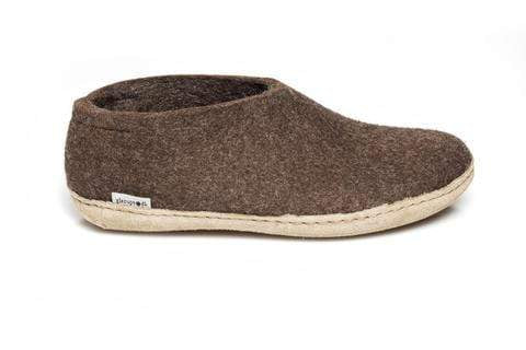 Glerups Slipper brown / 35EU / M Glerups Unisex Shoe Style Slipper (Leather Sole) - Brown
