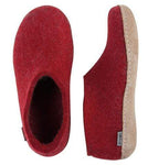 Glerups Slipper Glerups Unisex Shoe Style Slippers (Leather Sole) - Red
