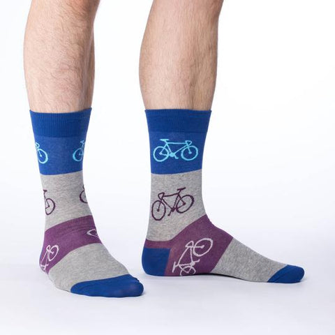 Good Luck Sock Socks Blue & Grey Checkered Bikes / US 5-9 Good Luck Sock Cotton Socks - Blue & Grey Checkered Bikes
