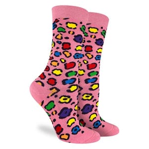 Good Luck Sock Socks Multi / US 8-13 Good Luck Sock Cotton Socks - Leopard Rainbow Print 3355