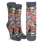 Good Luck Sock Socks US L5-L9 / Floral Sloths Good Luck Sock Womens Active Fit Cotton Sock - She Devil