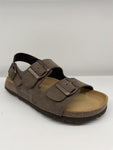 Grunland Sandals Grunland Bobo Mens Three Strap Leather Sandal - Testa Di Moro/Brown