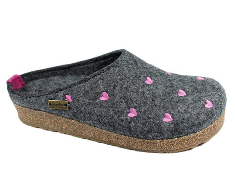 Haflinger Slipper Cuoricino Grey / 35 / M Haflinger Womens Grizzly Cuoricino Slippers - Grey