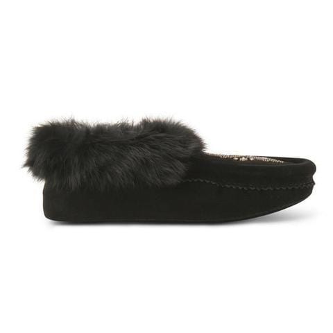 Manitobah Slipper Manitobah Mukluks Tipi Fur Trim Suede Moccasins - Black