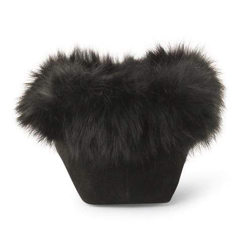 Manitobah Slipper Manitobah Mukluks Tipi Fur Trim Suede Moccasins - Black