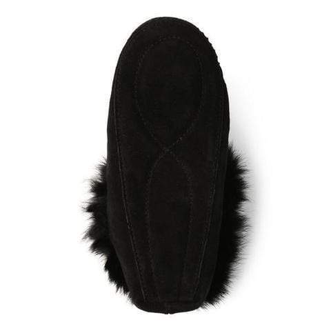 Manitobah Slipper Manitobah Mukluks Tipi Fur Trim Suede Moccasins - Black