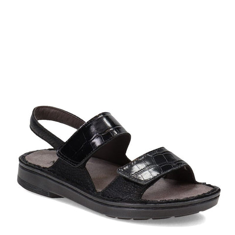 NAOT Sandals 35 / M / SFT BLK/BLK CROC Naot Womens Burgos Sandals - Soft Black Leather/Black Croc Combo