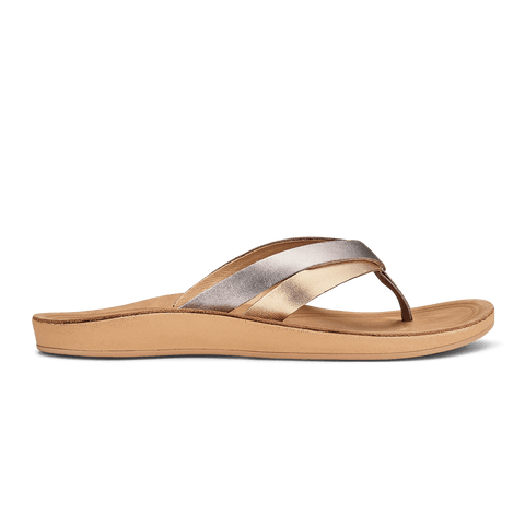 OluKai Sandal Black / 5 US / M (Medium) Olukai Womens Kaekae Sandals - Sliver/Golden Sand