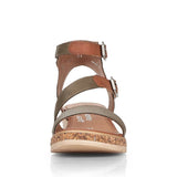 Remonte Sandals Remonte Womens Two Strap Wedge Sandals - Green