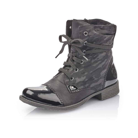 Rieker Boots Black / 36EU / M Rieker Womens Zipper and Lace Boots - Black
