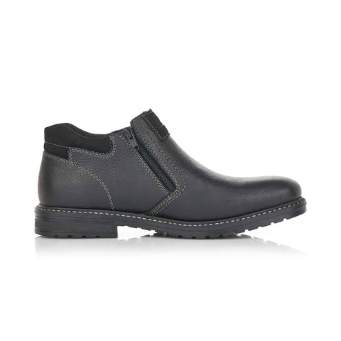 Rieker Boots Black / 40EU / M Rieker Mens Dual Zip Short Boots  - Black
