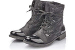 Rieker Boots Rieker Womens Zipper and Lace Boots - Black