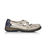 Rieker Shoe Beige / 35EU / M Rieker Womens Perforated MaryJane Shoes - Beige
