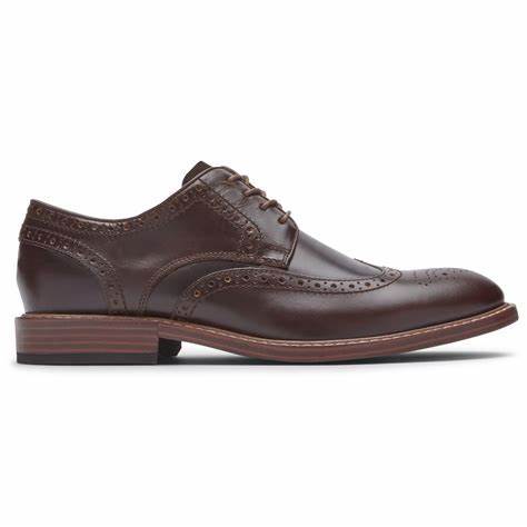 Rockport Shoe TAN / 7 / W Rockport Mens Kenton Wingtip Toe Dress Shoes (WIDE) - Tan Leather