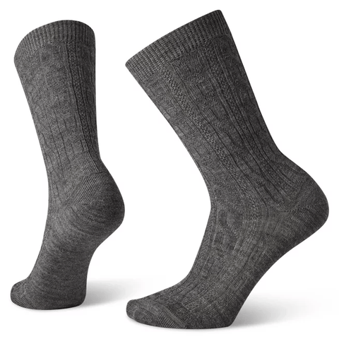 Smartwool Socks Medium Gray / XS Smartwool Womens Cable Crew Socks - Medium Gray