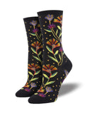 SockSmith Socks O/S / Glitter Flowers SockSmith Womens Graphic Cotton Crew Socks