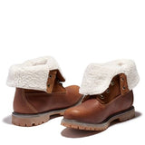 TimberLand Boots Timberland Womens Authentics Teddy Fleece WP Roll Top Boot - Tobacco Forty Leather