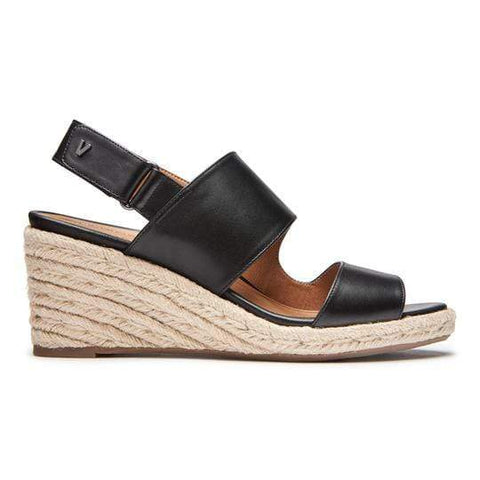 VIONIC Shoe Black / 5 / M Vionic Womens Tulum Brooke Leather Wedge Sandals - Black