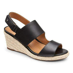 VIONIC Shoe Vionic Womens Tulum Brooke Leather Wedge Sandals - Black